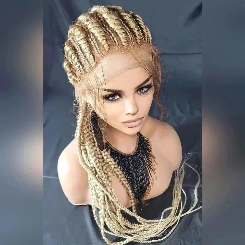 Braided wigs 100% handmade, long braids, blond wig stunning feeding cornrows,NWT